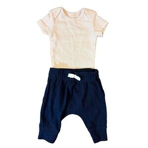Carters Preemie Baby Boy Outfit Bodysuit Shirt Pants Reborn Tan Stripe Navy Blue